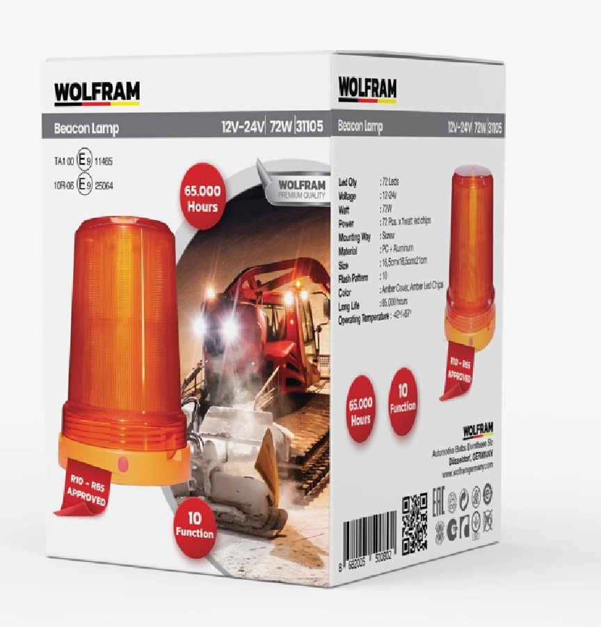 Döner Lamba Büyük Boy 10 Fonksiyon E Belgeli 12, 24V 72W | OEM 31105