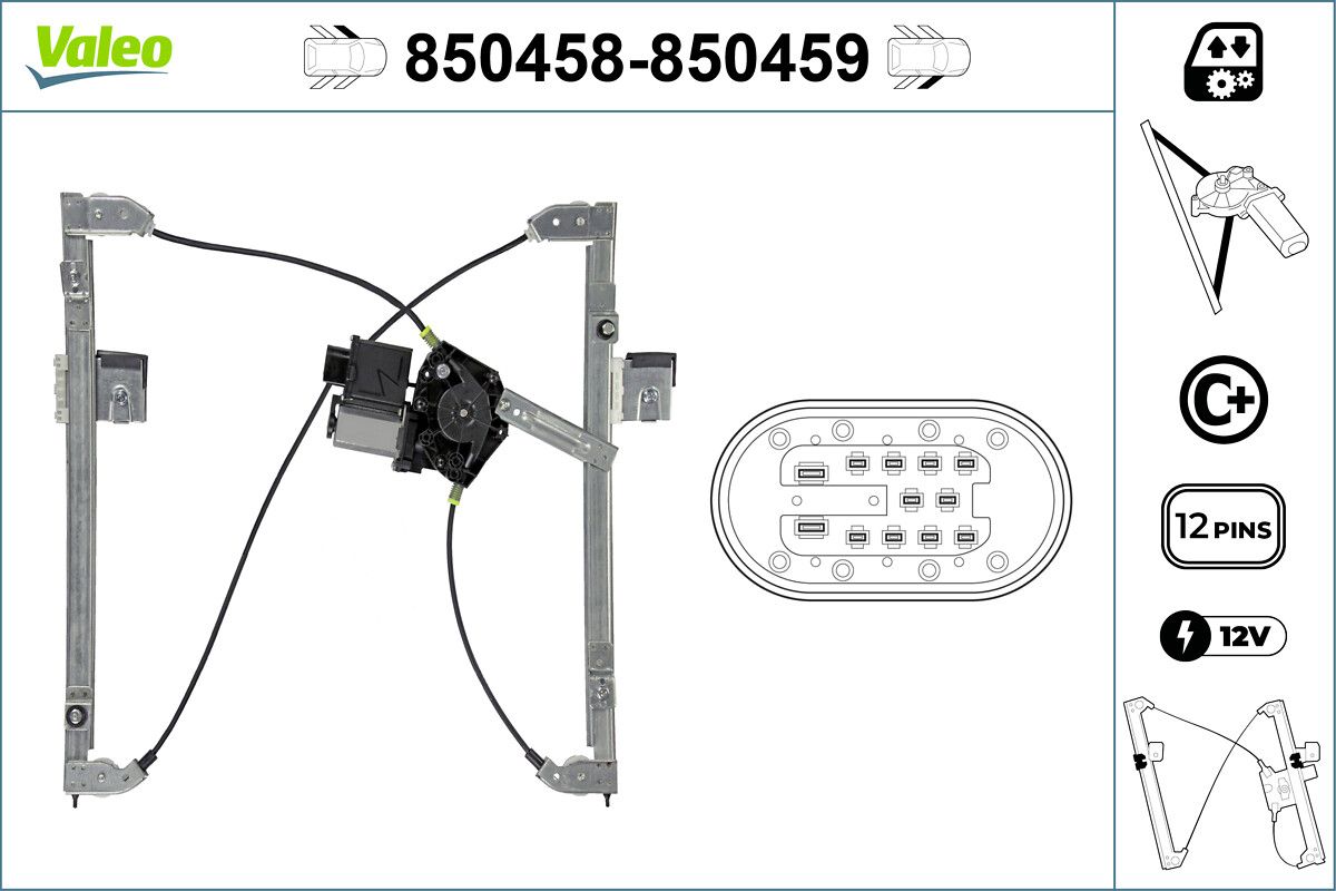 Cam Mekanizmasi Elektrikli On Sol Polo 1,4 / 1,6 / 1,9 99> | VALEO 850458 | OEM 6N4837461B