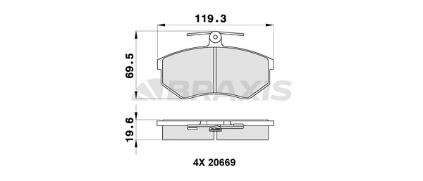 On Fren Balatasi (Fisli) Golf 3 2.0 Gti 91>95 A80 2.0I 91>92 | BRAXIS AA0128 | OEM 443698151K 8A0698151A 8A0698151B 8D0698151L