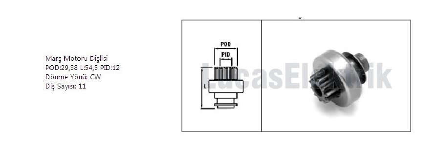 Marş Dişlisi 11D Kısa Valeo Tip - Renault 19 Dzl, Partner 405, Daewoo Jpx Jeep | OEM SDR8011