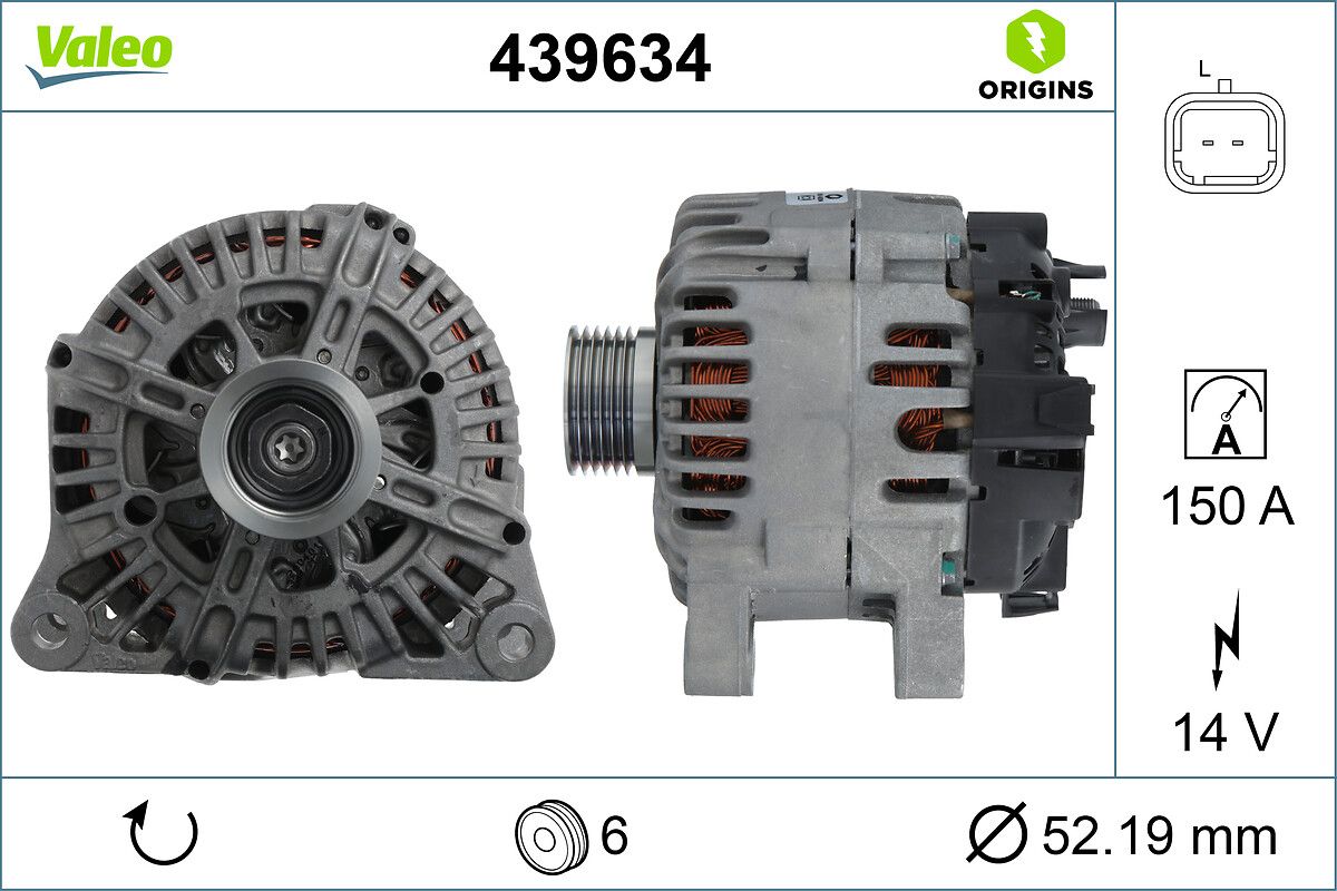 Alternator C5 3,0 04> | VALEO 439634 | OEM 5702H6 5702H6 5705JX 5705JX