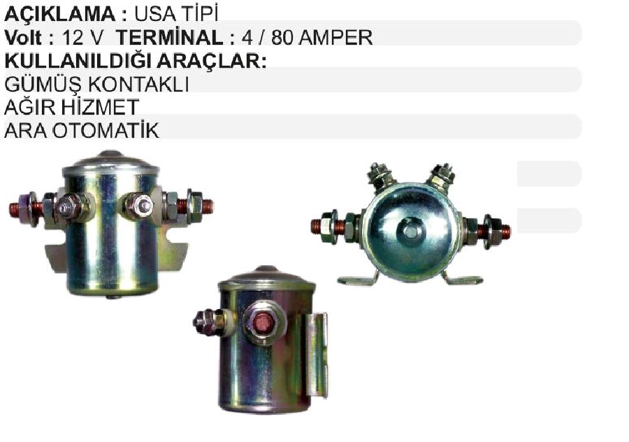 Marş OTOM.(20-5) 12V 80A 4 Terminal Metal Gümüş Kontaklı Ağır Hizmet Ara Otomatik | OEM SSL9006