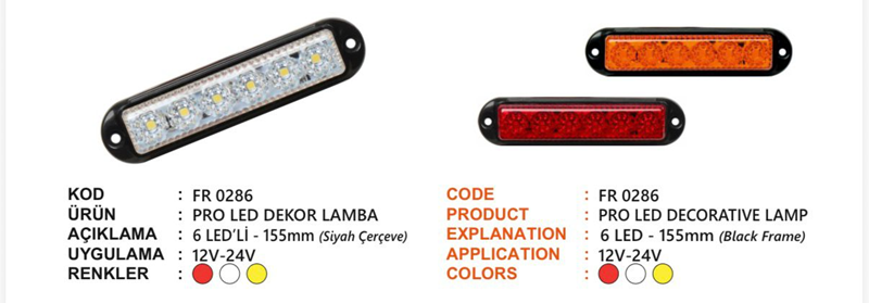 Fr Pro LED Dekor Lamba Siyah Çerçeveli Kırmızı