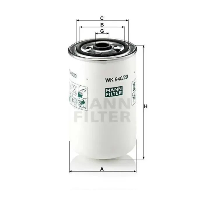 Yakit Filtresi Renault Magnum Premium Kerax Midlum | MANN WK940/20 | OEM 42538923 5001019687 5001853860