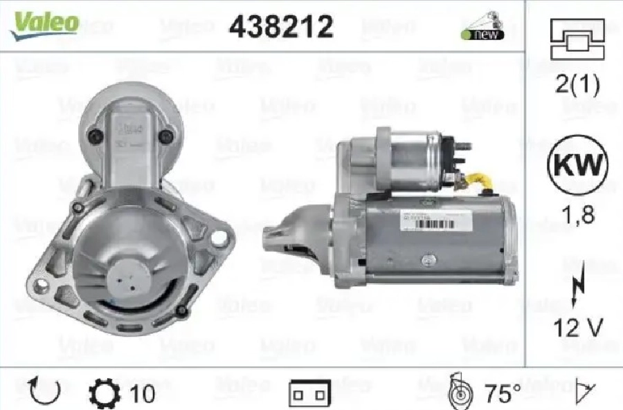 Marş Motoru 12V 1,8KW 10D Valeo Tipi Astra H 1.3CDTI- Combo 1.3CDTİ-Corsa C 1.3CDTI-Corsa D 1.3CDT | OEM 438212