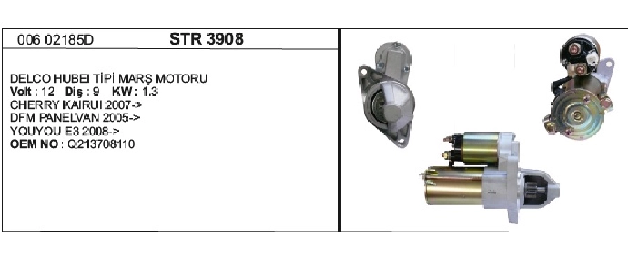 Marş Motoru 12V 9D Cherry, Dfm Panelvan M Mot | OEM STR3908