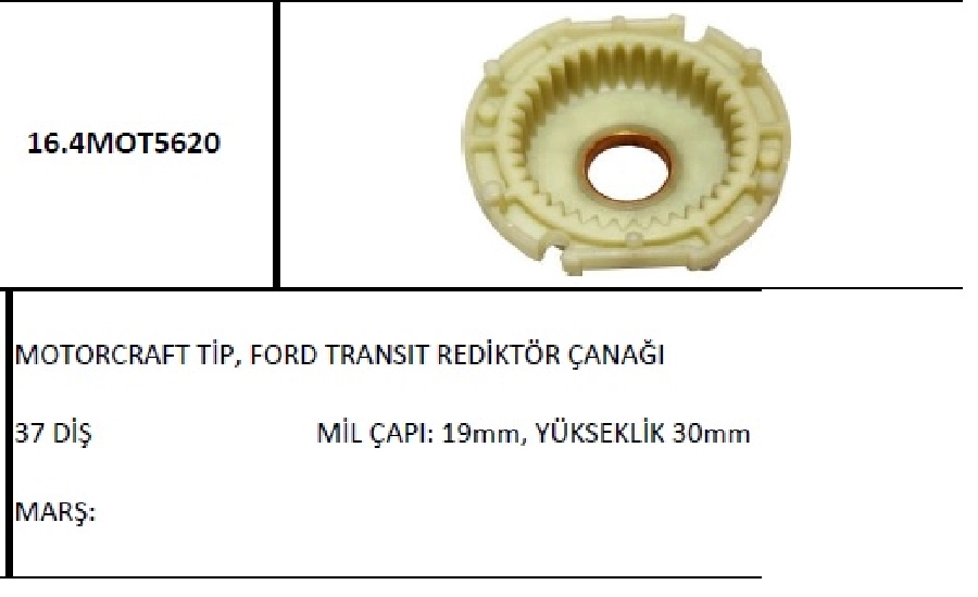 Marş Redüktör Çanağı Motorcraft Tip, Ford Transit, 37 Diş | OEM 16.4MOT5620