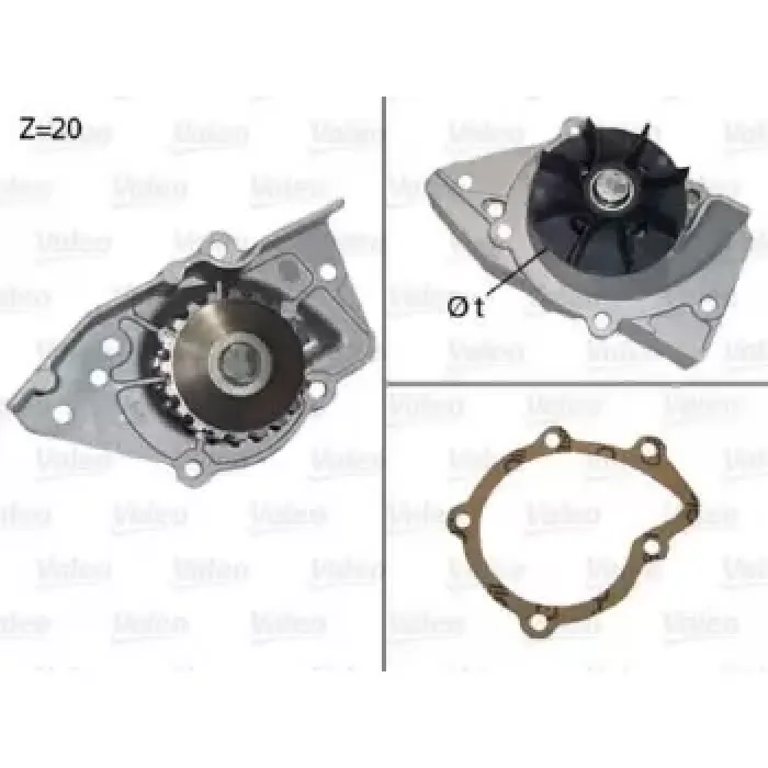 Devirdaim Su Pompasi Expert Jumpy Scudo P406 P306 Xsara P806 Evasion Partner Berlingo XUD9 (96 00) CAP:70.5MM | VALEO 506574 | OEM 1201A8 1201A8 1741066G00 9627667988 1741066G00 9627667988
