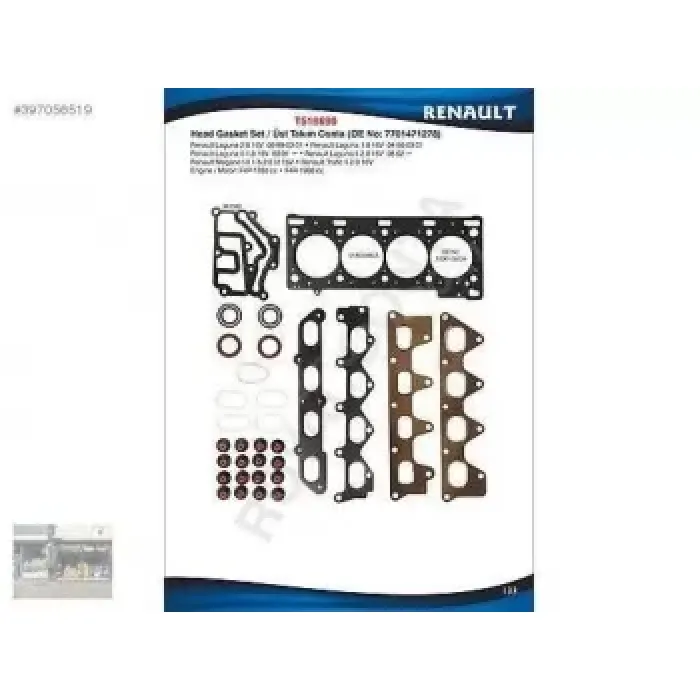Ust Takim Contasi Silindir Kapakli Subap Lastikli Keceli Laguna II 1,8 / 2,0 16V F4R | ROYAL T518690 | OEM 7701471278