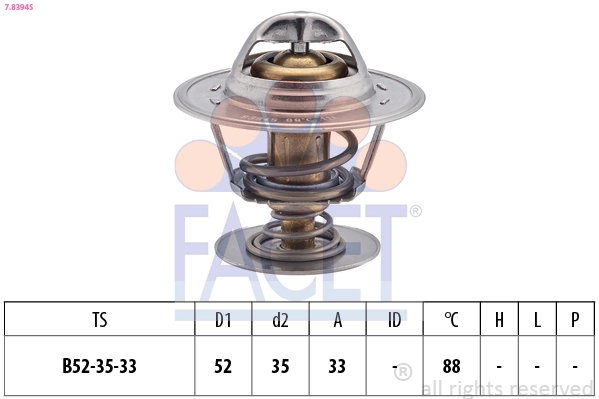 Termostat (88°) Escort Focus Mondeo Connect 1,8D / 1,8TDCI 89 07 Transit 2,5D | FACET 7.8394S | OEM 1086282