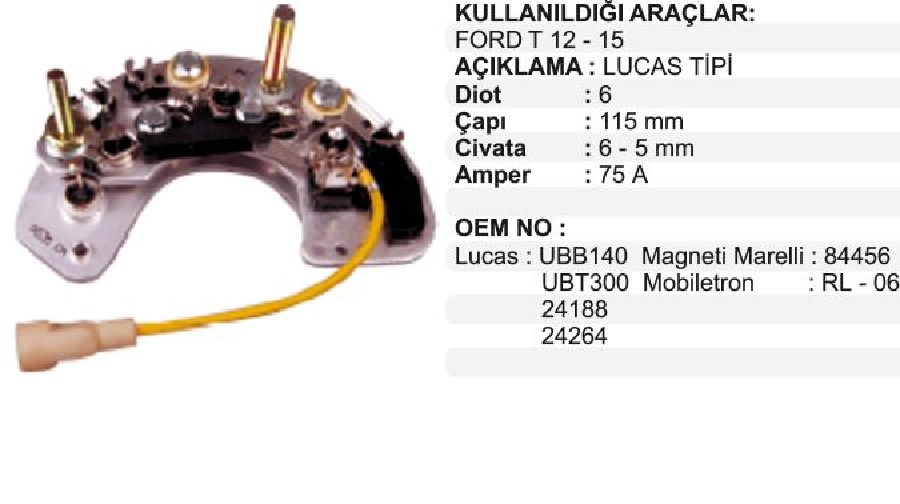Diyot Tablası A127 Vakumlu - Dod 200, Transit T15 | OEM VLR0575