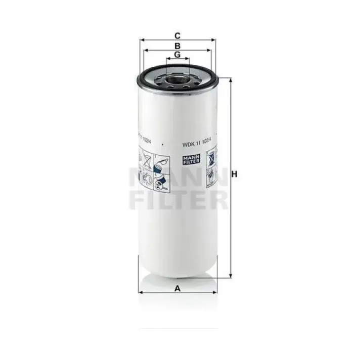 Yakit Filtresi Motor Ustu (Bakim) - Ford Cargo / 2524-3230-1838-4136 / 04> Renault Premium Kerax | MANN WDK11102/4 | OEM MEAC46 9176 AA 2C46 9176 AA