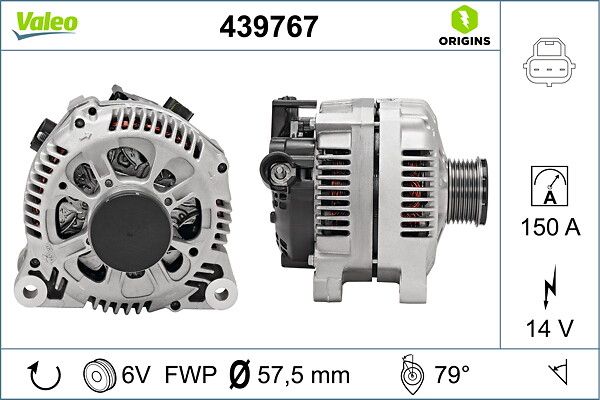 Alternator Fiesta V 1,4TDCI 01>12 Mazda II 1,4DC 03> 14V 150A | VALEO 439767 | OEM 1140136 1140136 2S6T10300BA 2S6T10300BB 2S6T10300BA 2S6T10300BB
