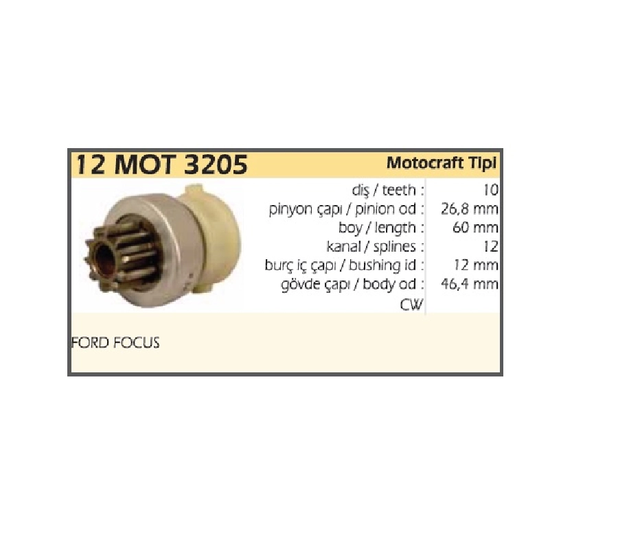 Marş Dişlisi 10D Motograft Tipi Yeni Model - Ford Focus | OEM 12MOT1820