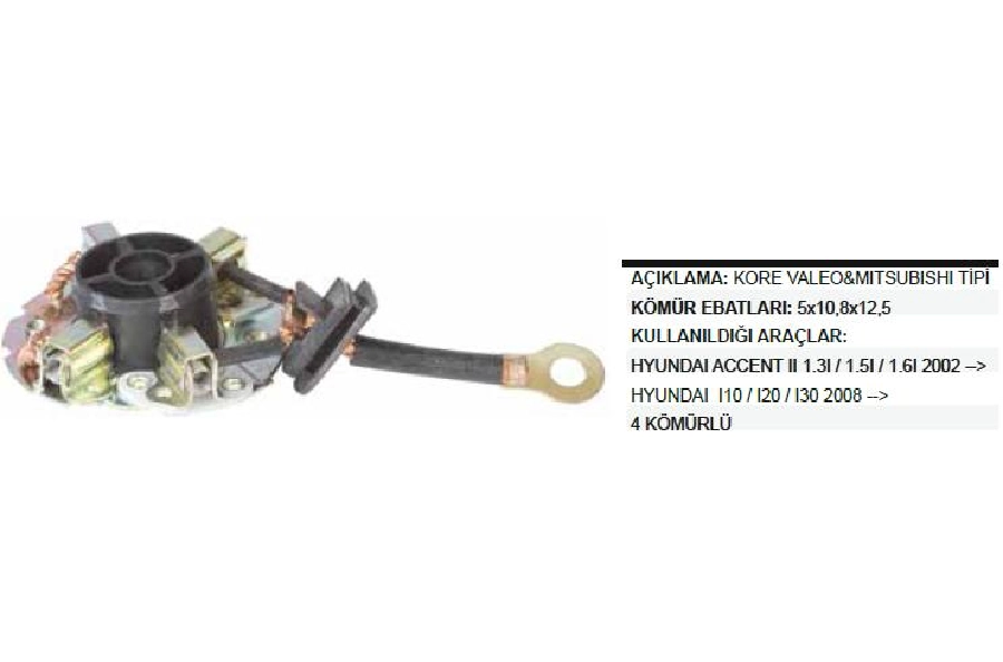 Marş Kömür Yuvası Hyundai Accent 2 1,3, 1,5I 2002 ve sonrası Getz Yeni Model-Era-Atos, Kia Pıcanto | OEM BHM6100