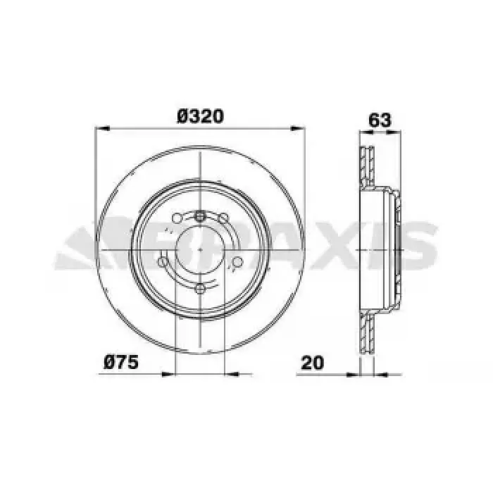 Arka Fren Diski Bmw E60 E61 320MM | BRAXIS AE0268 | OEM 34216753215 34216753215 34216864061 34216864061