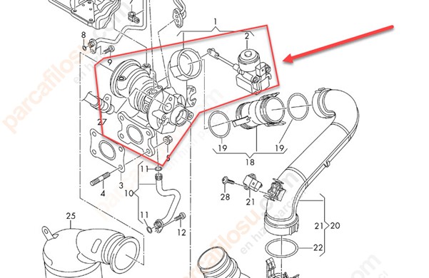 Turbo Sarj (Mitsubishi) Golf 7 Scirocco A3 Leon 1,4TSI / Tfsi 12> | JRONE 8M02400H88 | OEM 04E145704R 04E145704Q 04E145721R