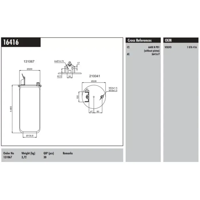 Metalli Koruk Volvo | CONNECT MD 16416 | OEM 076 416