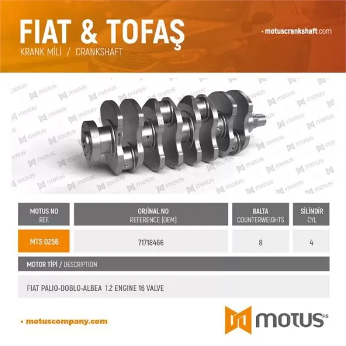 Krank Palio Albea Doblo 1,2 16V (Kece:27MM) | MOTUS 256 | OEM 71718466