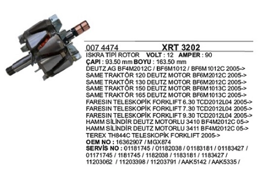 Rotor 12V 156A Bosch Transit Custom 2011 ve sonrası | OEM XRT3202