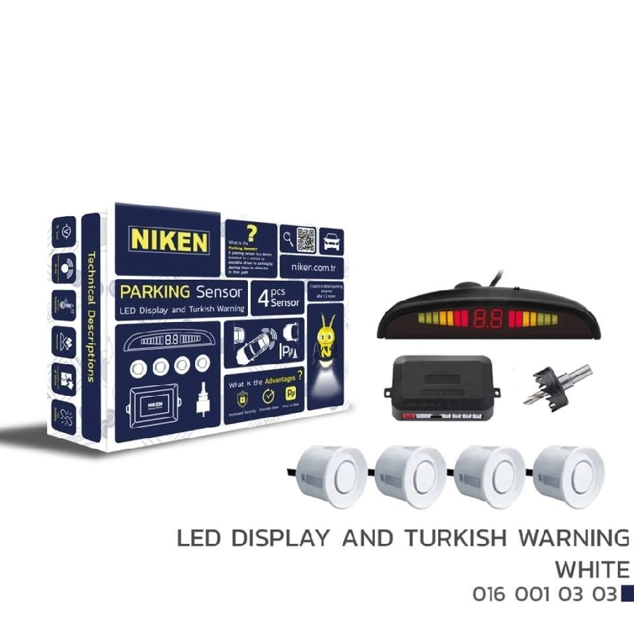 Park Sensörü LED Ekran ve Turkce Uyarı Beyaz 22mm | OEM 0160010303