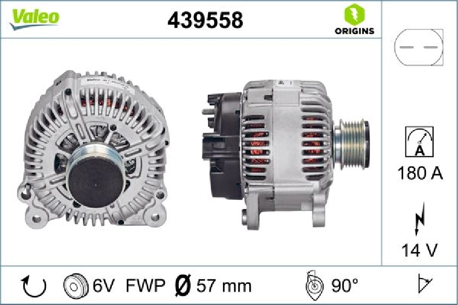 Alternatör 12V 180A Passat 2,0, 3,2, 3,6FSI, 2,0TDI, 2,0TDI, Exeo 2,0TDI | OEM 439558