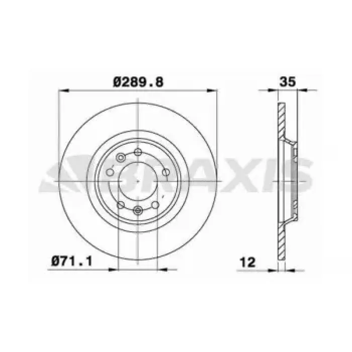 Arka Fren Disk Aynasi P407 C5 III 1,6HDI 110 Fap 1,8 2,0 2,0HDI 135 Fap 2,2 3,0 05 / 04> (CAP:290 KALINLIK:12X5DELIK) | BRAXIS AE0115 | OEM 4246.P9 4246.P9 4249.C1 4249.C1
