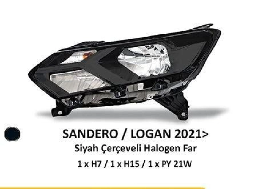 D Sandero-Logan Far Sol Halojen Siyah Çerçeveli Motorlu (2021 ve sonrası ) | OEM 404547