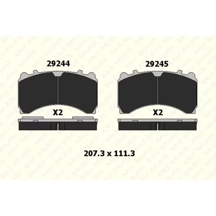 Fren Balatasi Arka M-Benz Axor Actros MP4 10> Arocs Antos 1842 1835 1848 2036 2040 | KALE B 29244 298 35 | OEM A0064201520 A0064205320 WVA 29244-29245