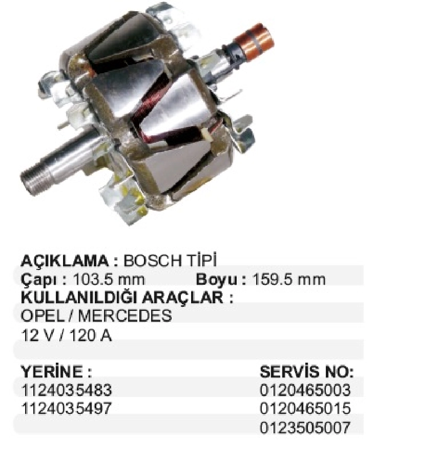 Rotor 12V Bosch Tip - Astra-Vectra-Omega Mercedes | OEM XRT732