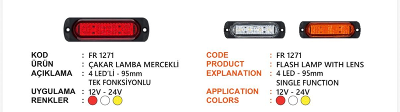 Fr Çakar Lamba 4 Ledli Mercekli Cam Beyaz