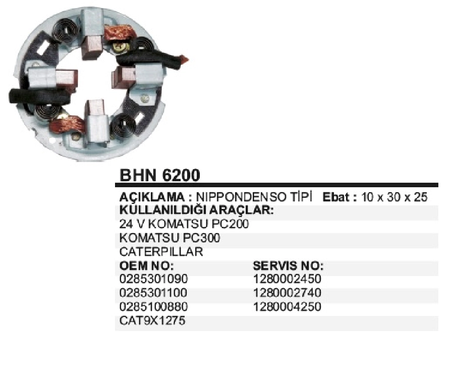 Marş Kömür Yuvası 24V Komatsu Pc-200, 300 | OEM BHN6200