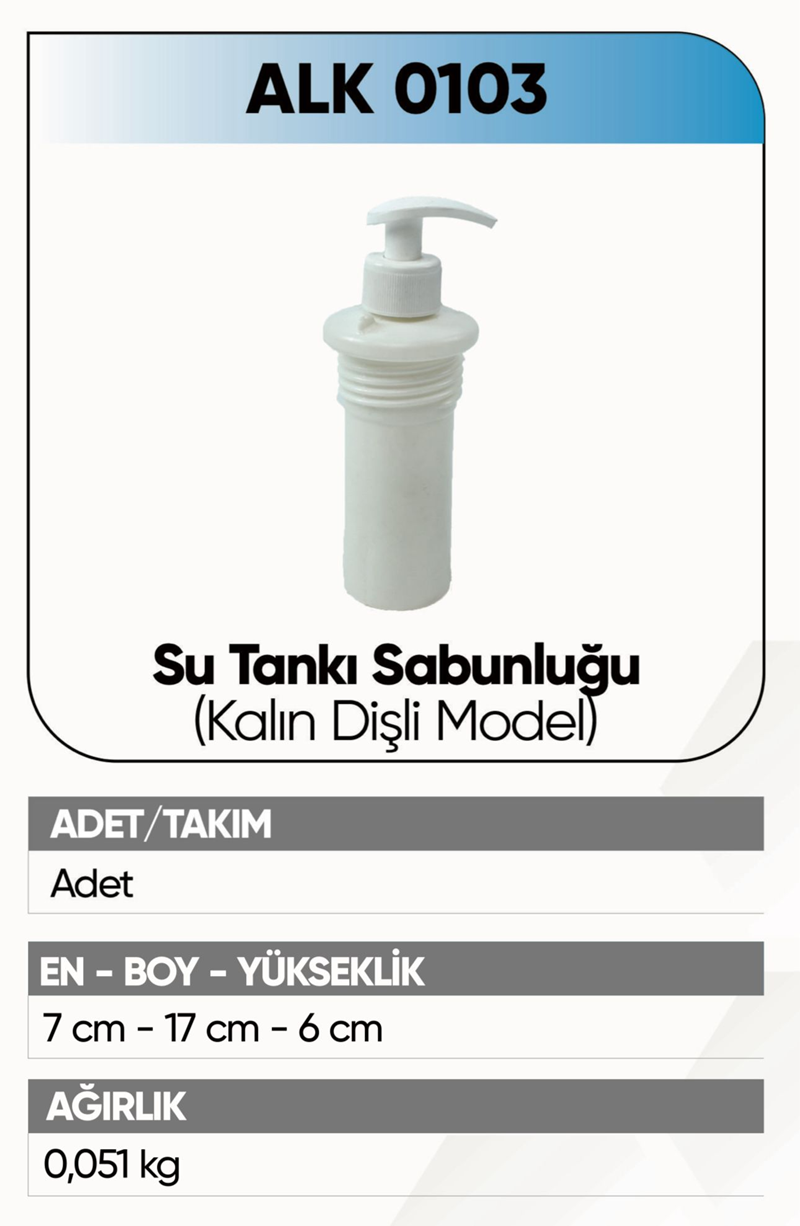 Alkotek Dorse Su Tankı Sabunluğu Kalın Diş