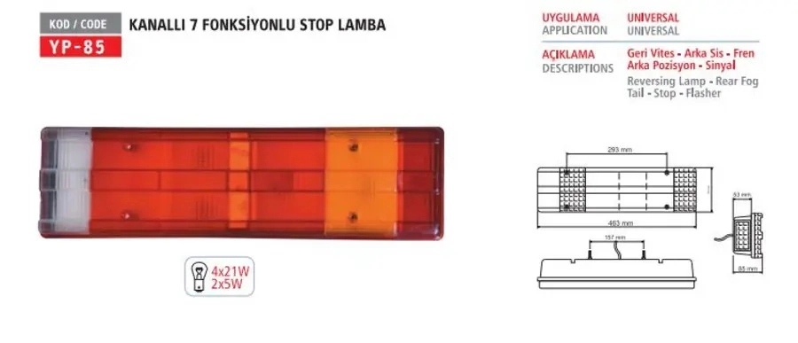 Kanallı 7 Fonksiyonlu Stop Lamba