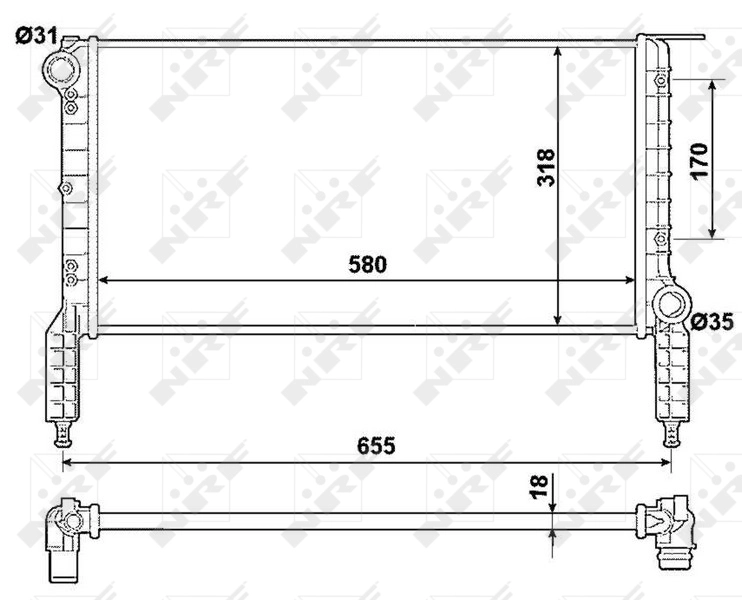Motor Radyatoru Doblo 1.2 01> (580×298×16 - Klimasiz) Mekanik | NRF 53788 | OEM 46749000 46803028
