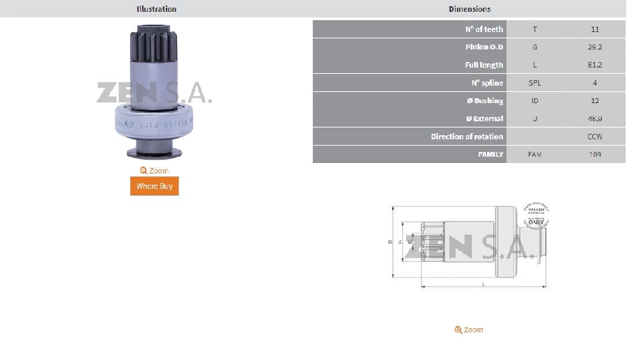 Mars Dişlisi 11 Dış Audi, Seat, Skoda, Volkswagen (CCW)