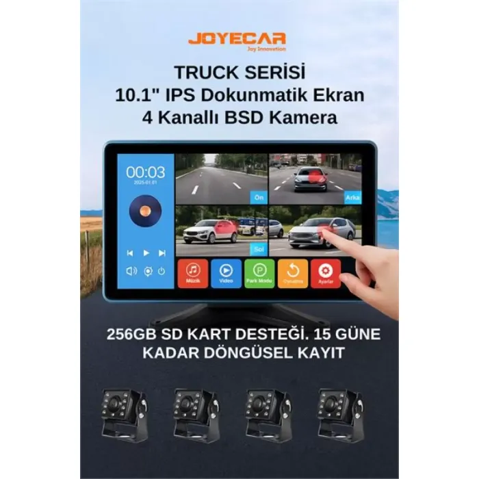 4 Kanalli Bsd Tir Kamyon Kamerasi (4 Kamerali Universal) | JOYECAR TRUCK4C | OEM TRUCK4C