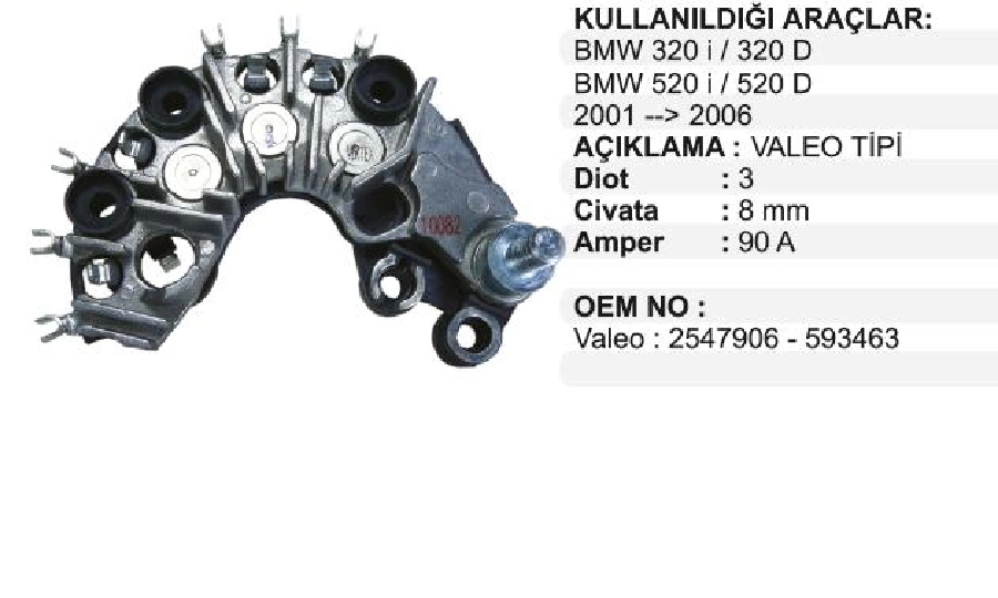 Diyot Tablası Valeo Tipi Renault Kango Master, BMW 320 İ - 320D -520İ - 520D 2001 - 2006 | OEM VMER0528
