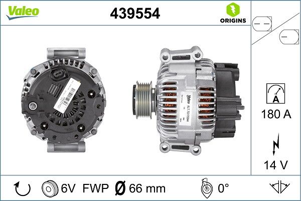 Alternator 12V 180A A6 2,4 / 3,2 04> | VALEO 439554 | OEM 06E903016G 06E903016G 06E903016GX 06E903016K 06E903016GX 06E903016K