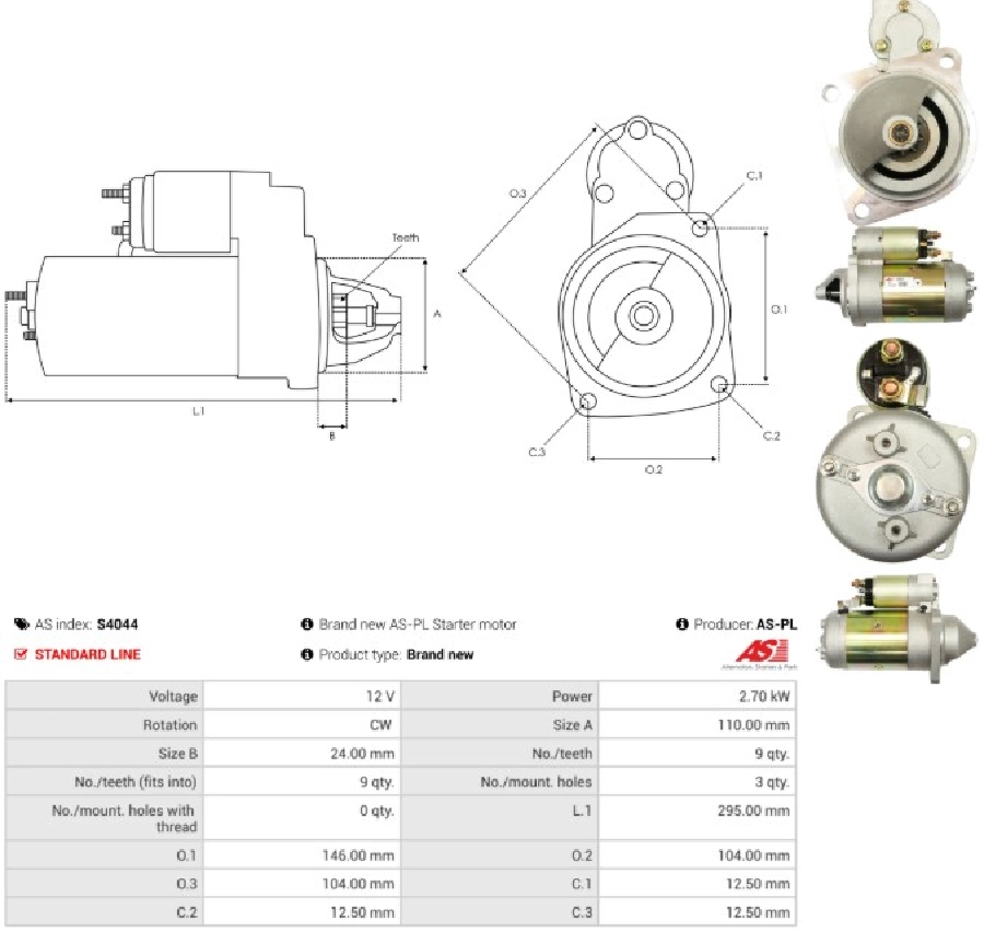 Marş Motoru 12V 9D 2,7 kW Marelli Tip Fiat Traktör 55-46 60-56 480, 640 Yeni Model | OEM S4044