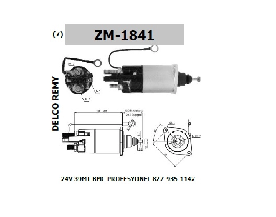 Marş Otom. 24V 39MT Delco Tipi Profesyonel 827 Kamyon, Cummins 8.3L - 935,1142 Serisi Çekici | OEM ZM-1841