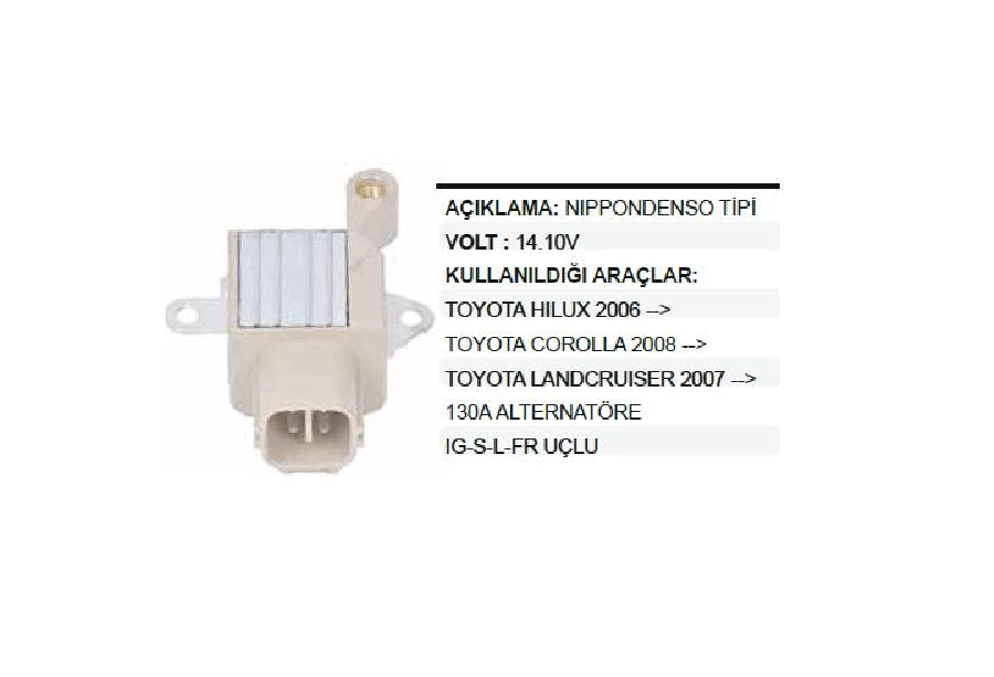 Konjektör Nippon Denso Tip 12V. (14.2V) Toyota Hı Lux Pıck-Up, Corlla 2008 (Ig-S-L-Fr) (RN34) | OEM VN6300