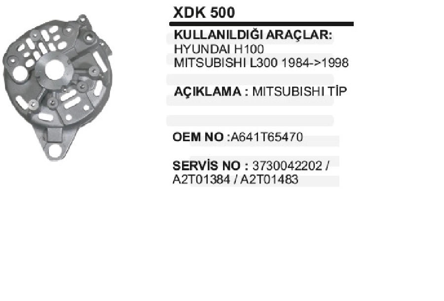 Hyundai H-100 L-300-1998 ve sonrası Diyot Kapak | OEM XDK500