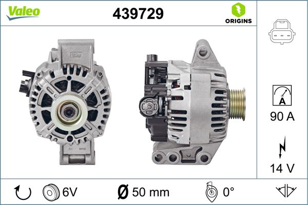 Alternator 12V 90A Fiesta 1,3 02>05 Ford Ka 03>08 | VALEO 439729 | OEM 1145715 1145715 1229424 1450644 1229424 1450644