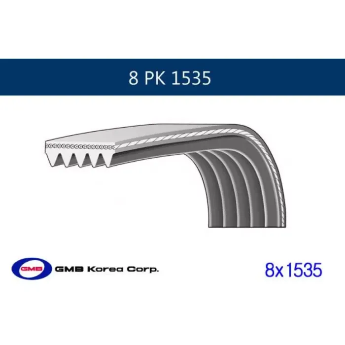 Kanalli Kayis Bmc Dev Fatih 20 3817 Scanya 4 Serisi T114 124 / Cummins / Renault Trucks C T K Seri / Volvo FH400 | GMB GPK 8PK1535 | OEM 1389012 1389029 1454281