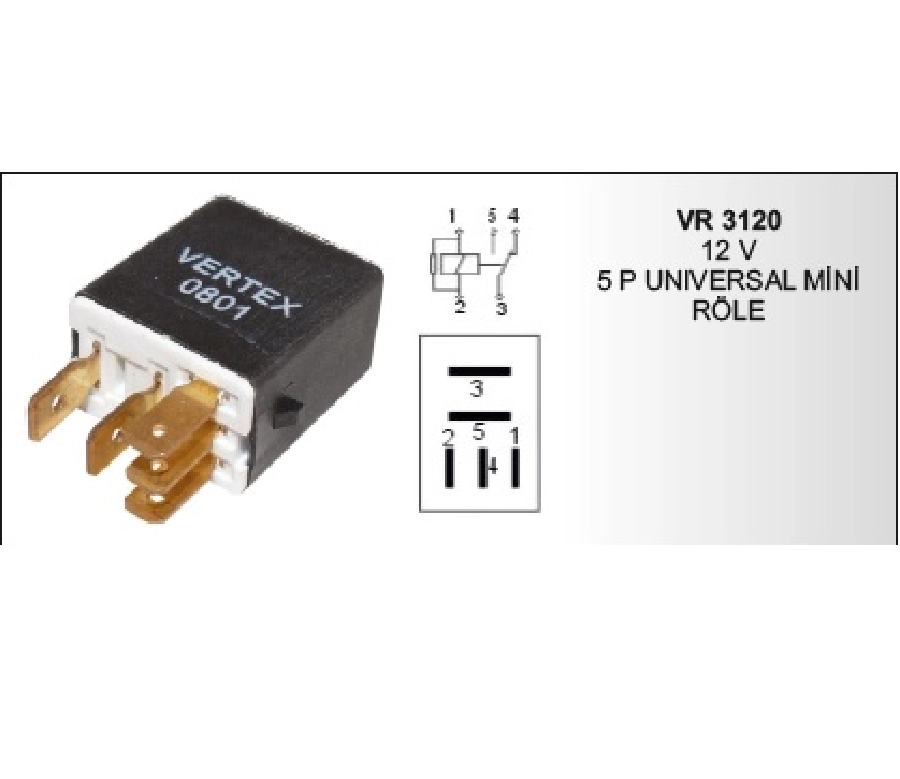 Röle Micro 12V 5 Uçlu 20A-25A - Fiat, Ford Traktör Üniversal | OEM VR3120