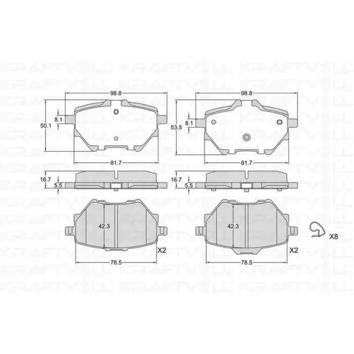 Arka Fren Balatasi 2008 2-3008-308 2-508 2-Partner-Rifter-Berlingo-C4 Picasso 2-Combo-Grandland 10 13> Disk Capi:268 Mm | KRAFTVOLL 07010284 | OEM 1609000680-1678167980