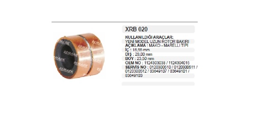 Rotor Bakırı Mako Tip Uzun Yeni Model - Doğan-Şahin-Kartal | OEM XRB020