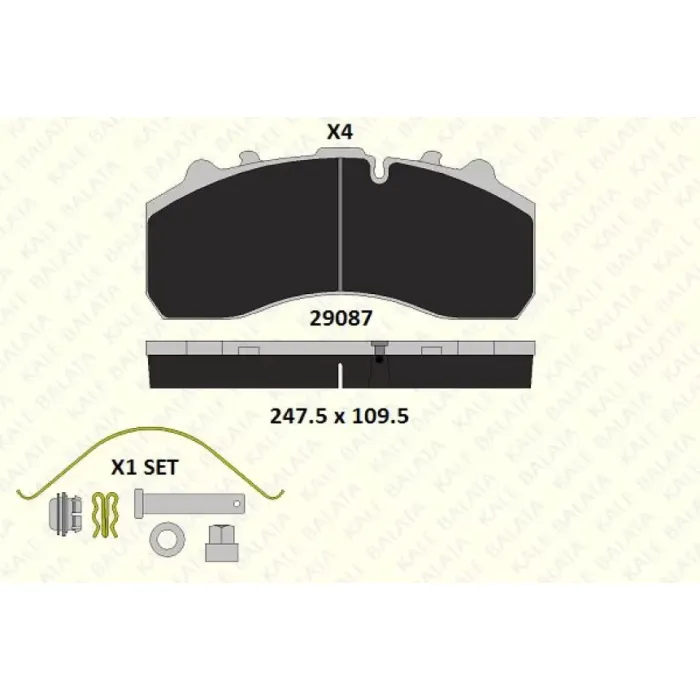 On / Arka Fren Balatasi (3664) Mercedes Setra Bus 0403 Actros Atego Axor Econic Cito Tourizmo Scania Iveco Daily | KALE B 29087 300 14 | OEM 0024204920 0034201020 0034202020