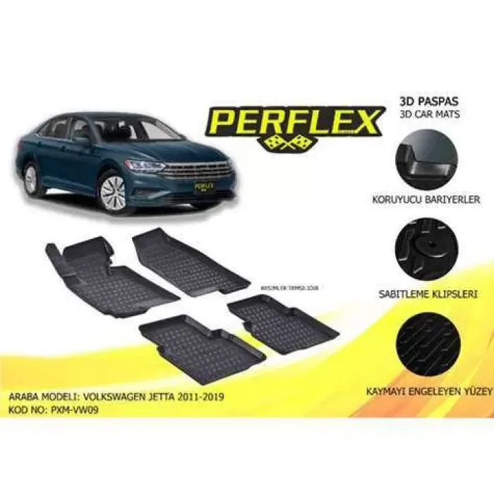Paspas 3D Havuzlu 10-Mat Jetta 2011-2019 | PERFLEX PXM-VW09
